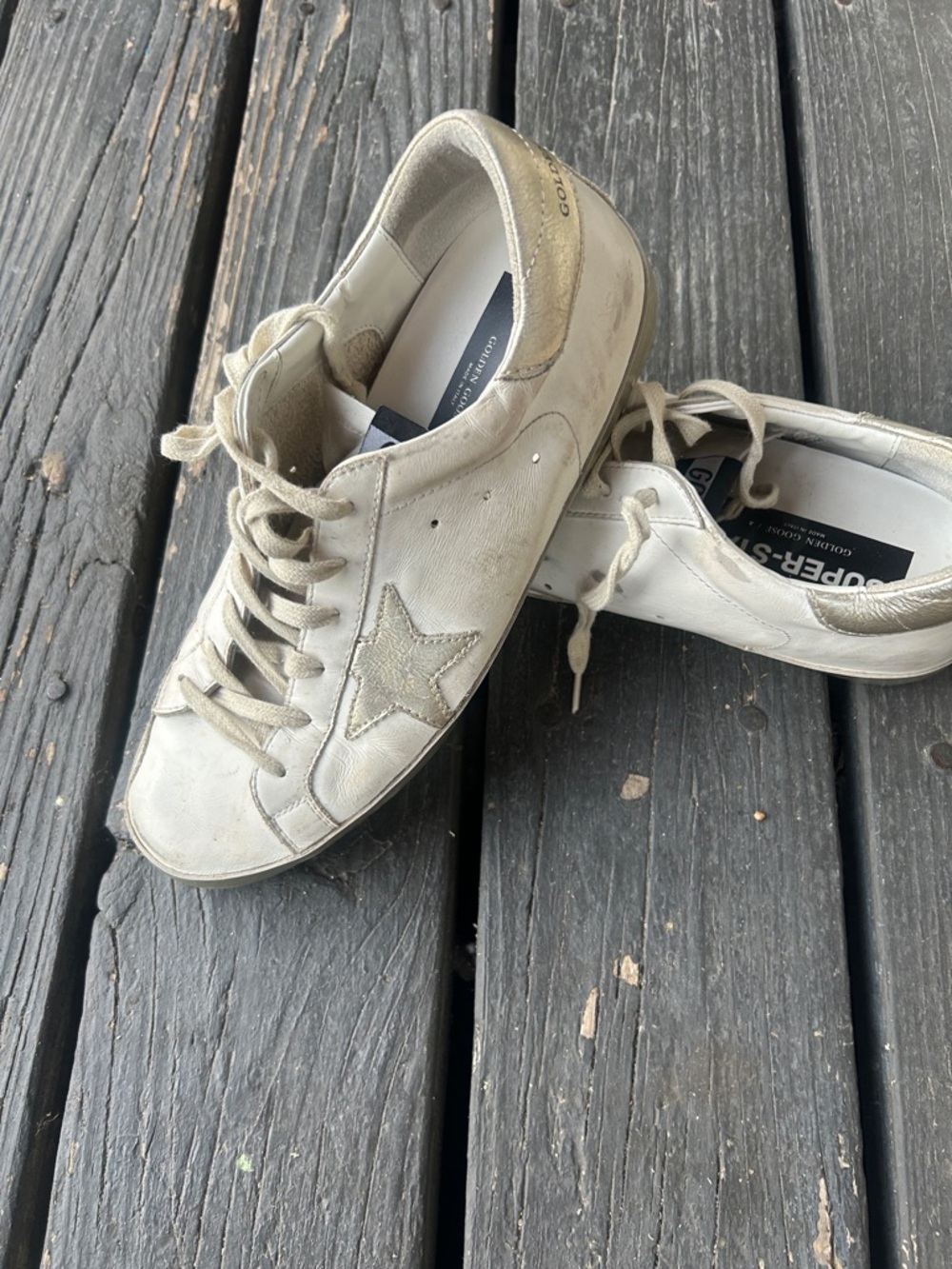 Golden Goose White Leather Super Star Sneakers - Picture 6 of 7